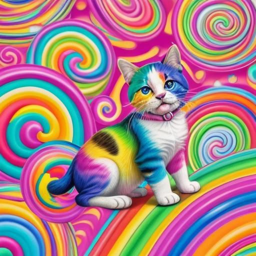 Adorable Puppies and Kittens in Lisa Frank Style