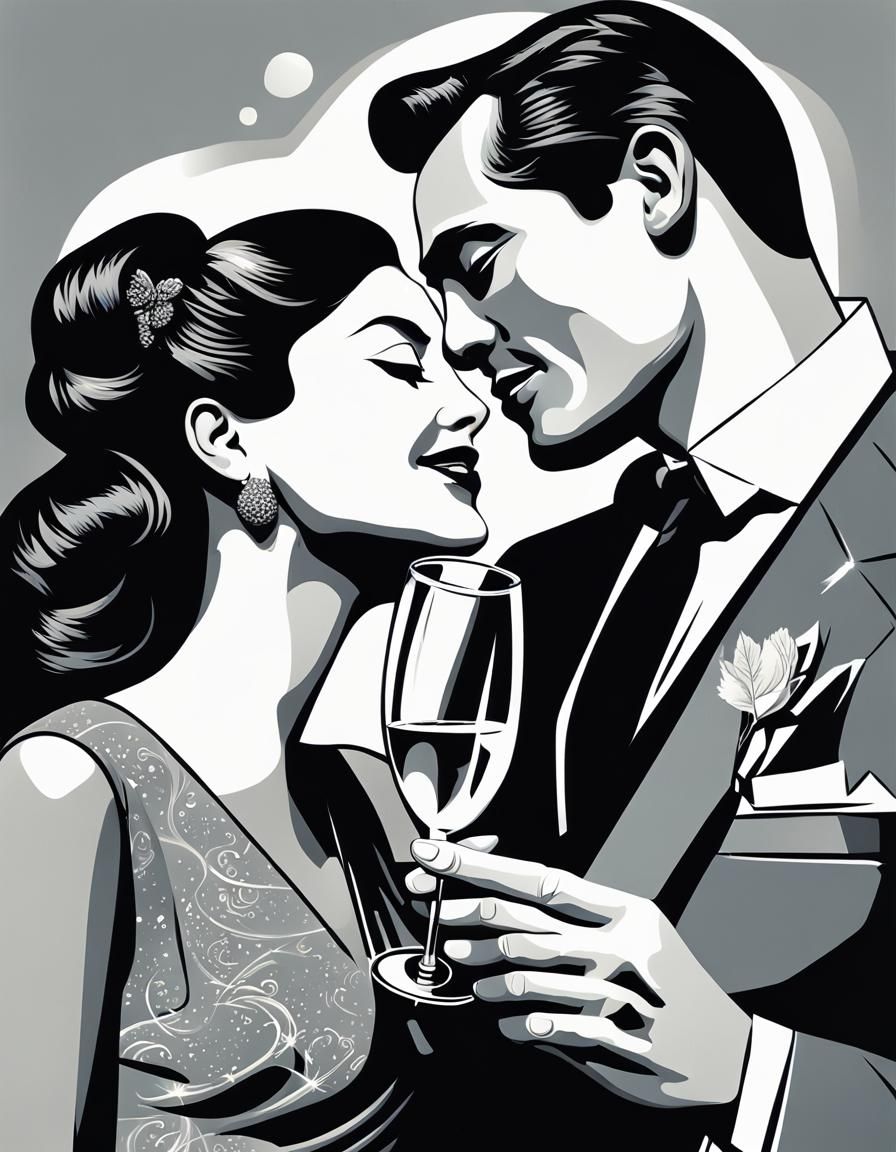 Pop Art Film Noir Portrait in Nihonga Style