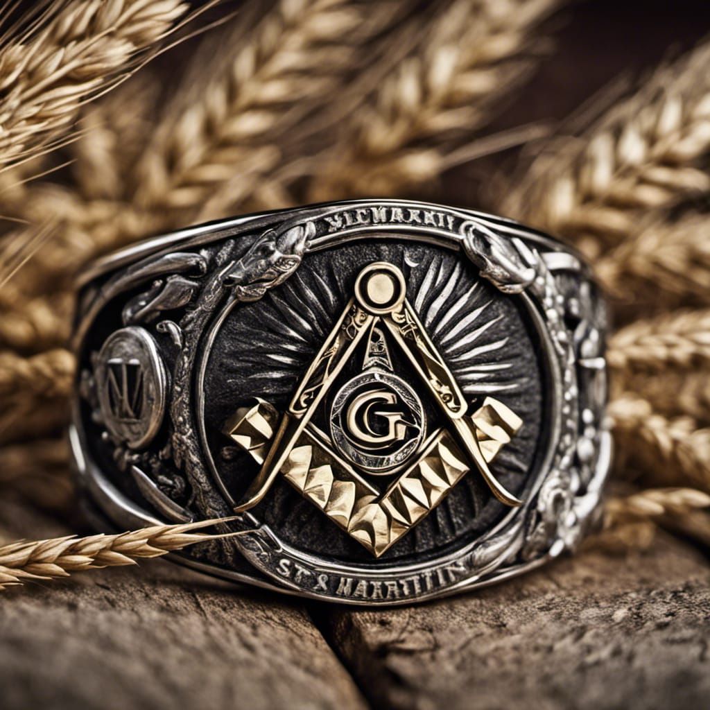 Masonic Ring with Lodge Symbols in HDR