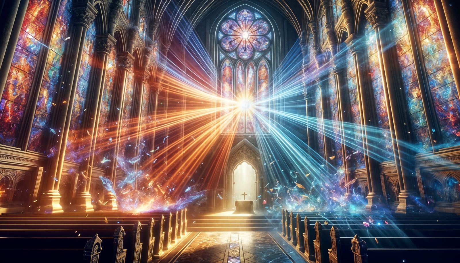 Divine Cathedral Illustration with Purifying Light