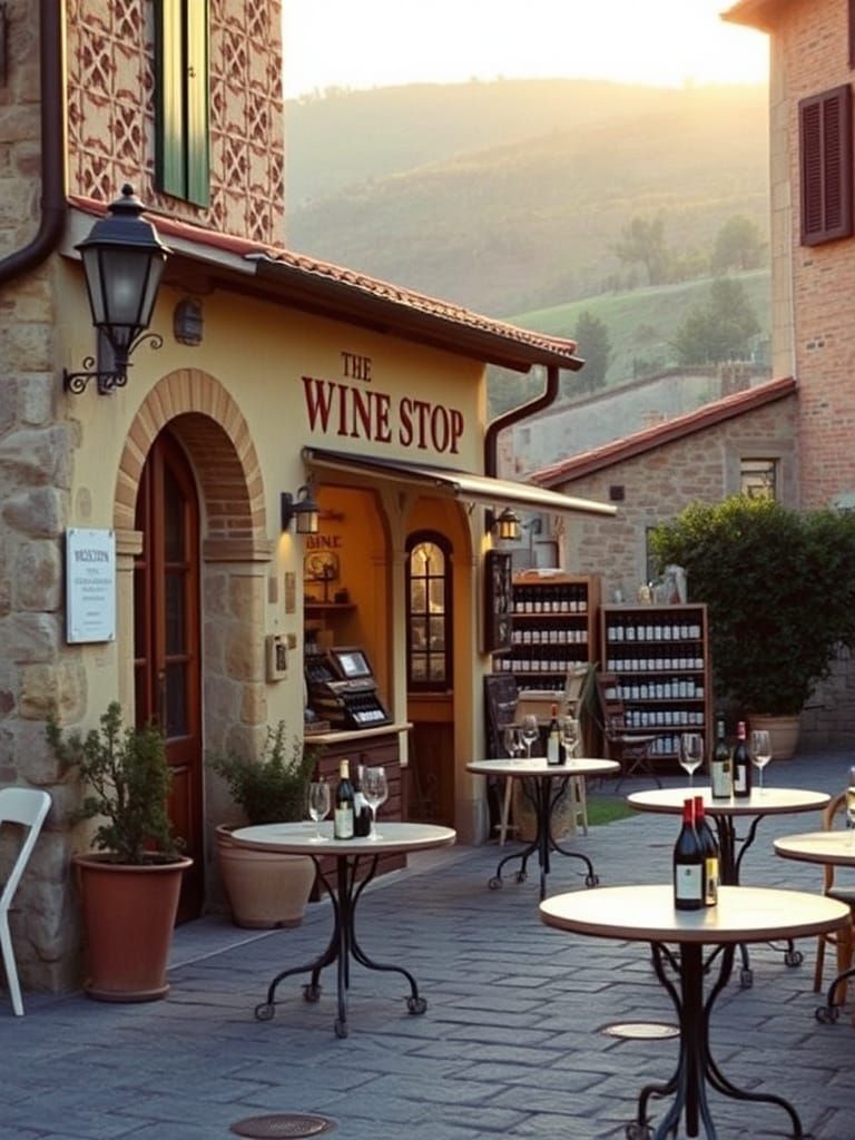 Italian Wine Shop in Golden Light, Fine Art Photography