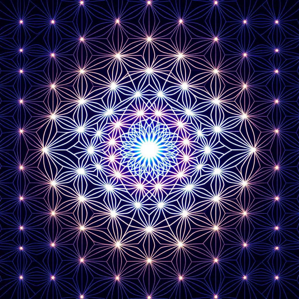 Neon Orbs in Geometric Tessellation
