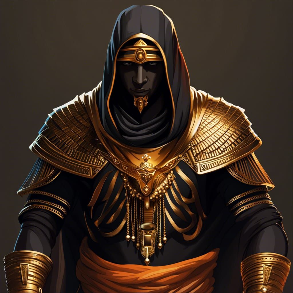 Pharaoh in Hoodie Riding Golden Horse