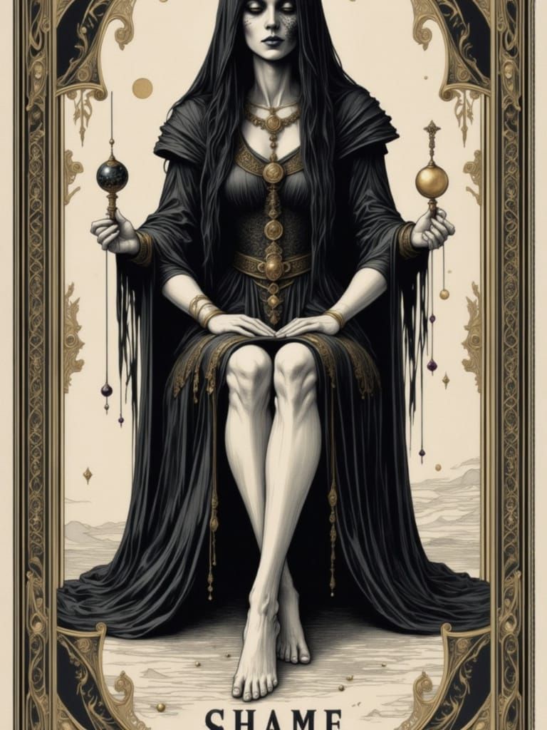 Tarot Card of Shame in Durer Style