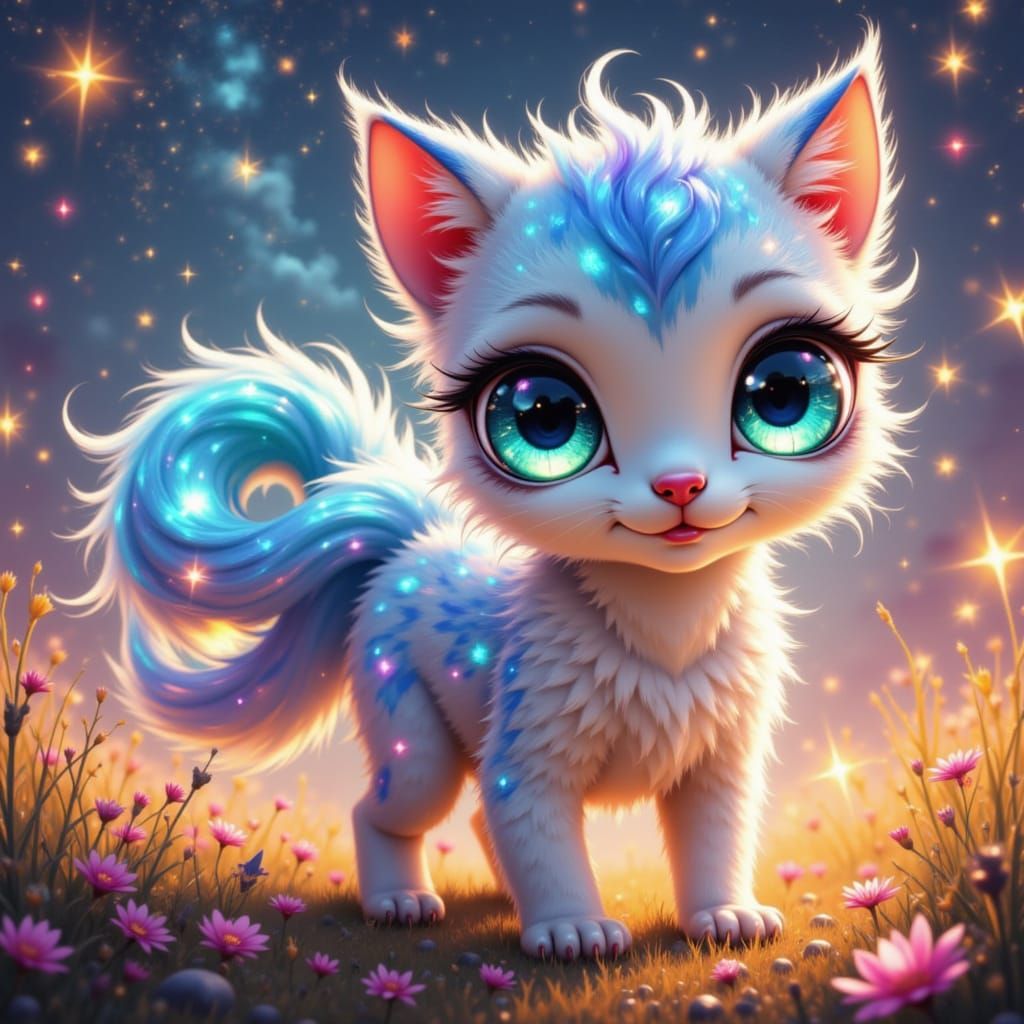 Opalescent Furry Creature in Fantasy Wonderland