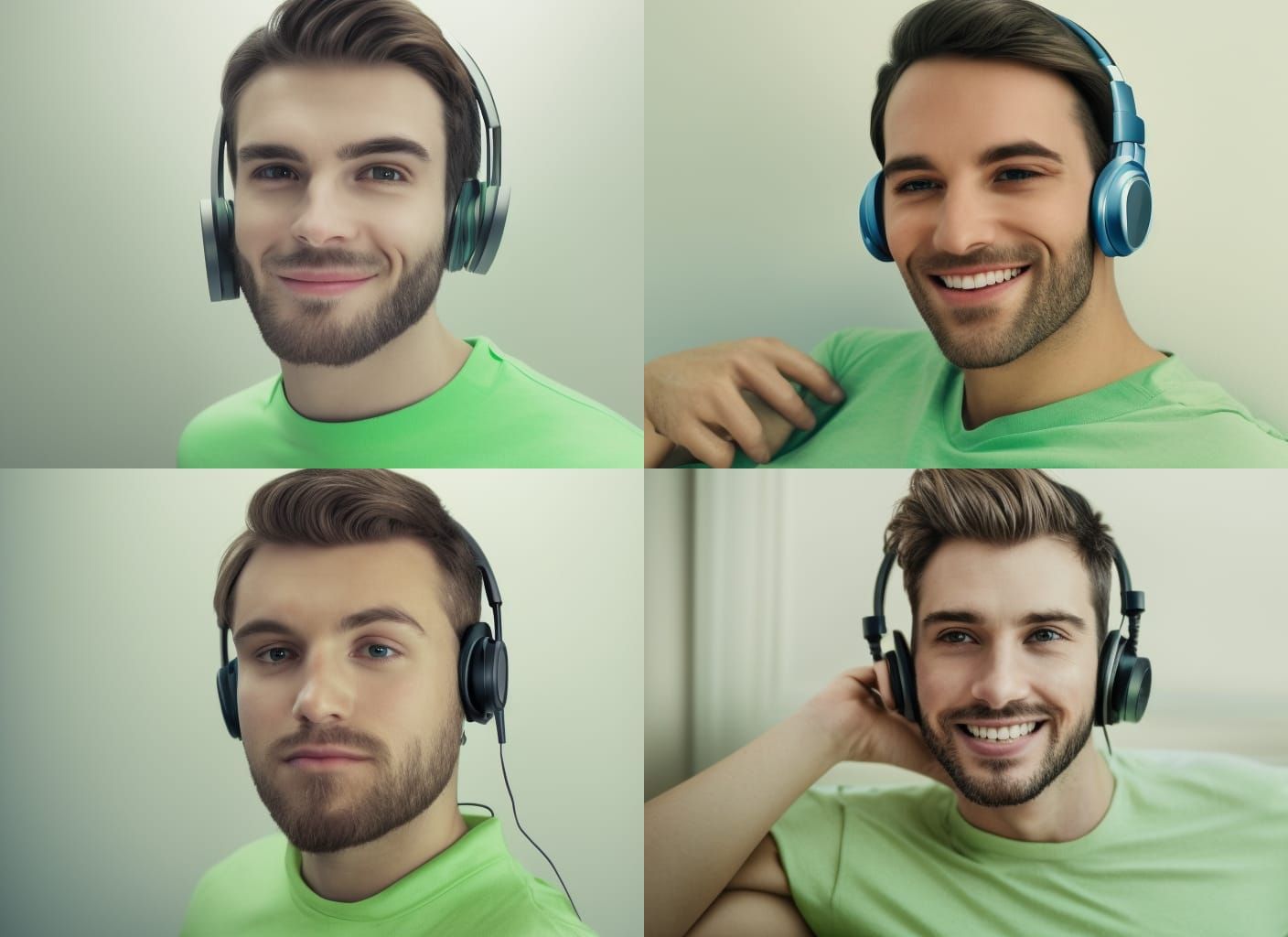 Handsome Man Listening with Headphones
