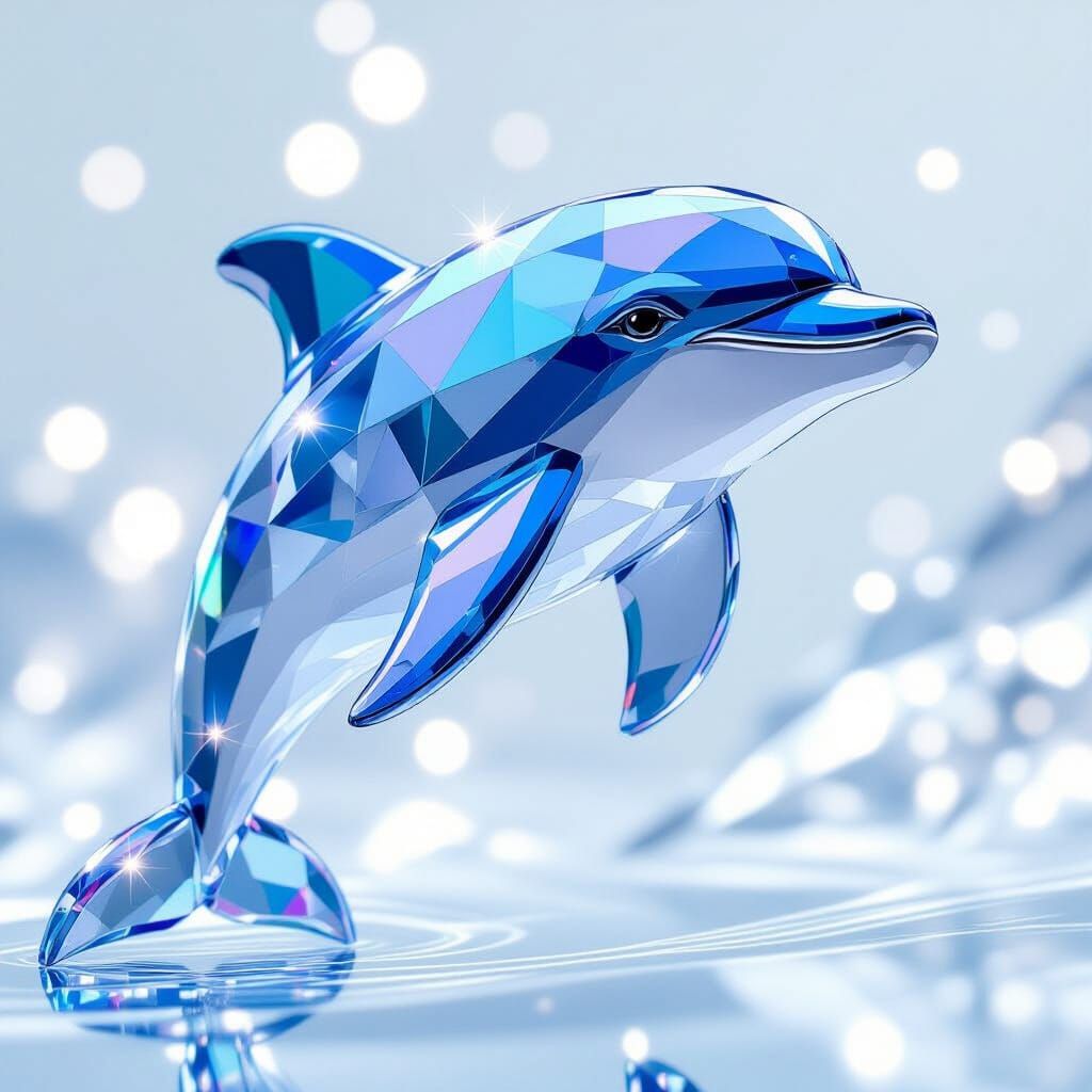 Crystal Dolphin Sculpture: Luminous & Transparent