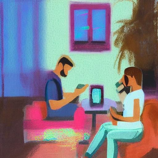 Intimate Moment: Couple Texting in Minimalist Style