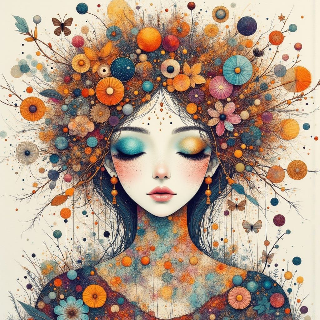Whimsical Surreal Watercolor Masterpiece in Vibrant Colors