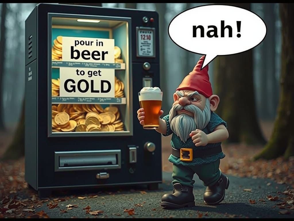 Grumpy Gnome Abandons Beer-for-Gold Vending Machine