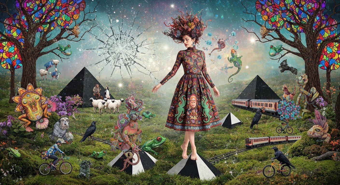 Mystical Woman Dancing in Surreal Forest