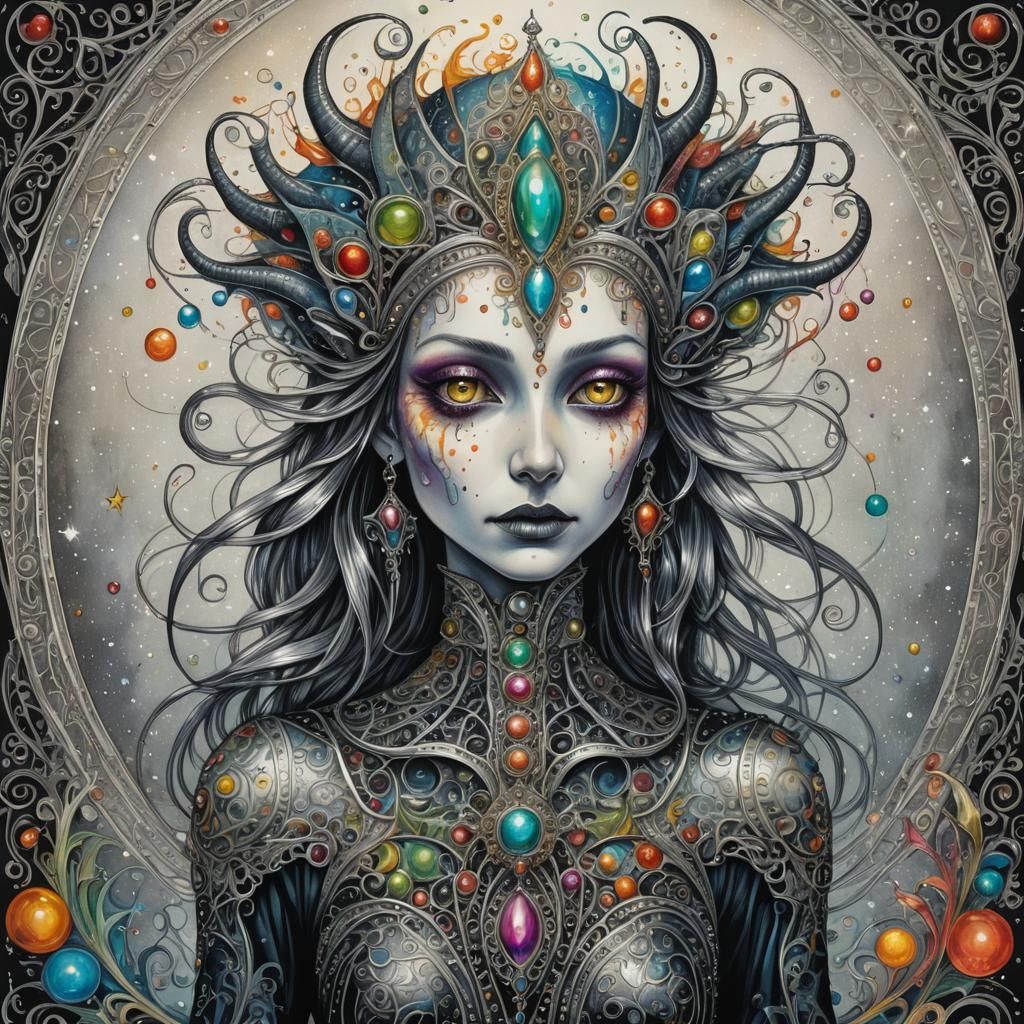 Magical Pinball Wizard Oil Painting in Gothic Style