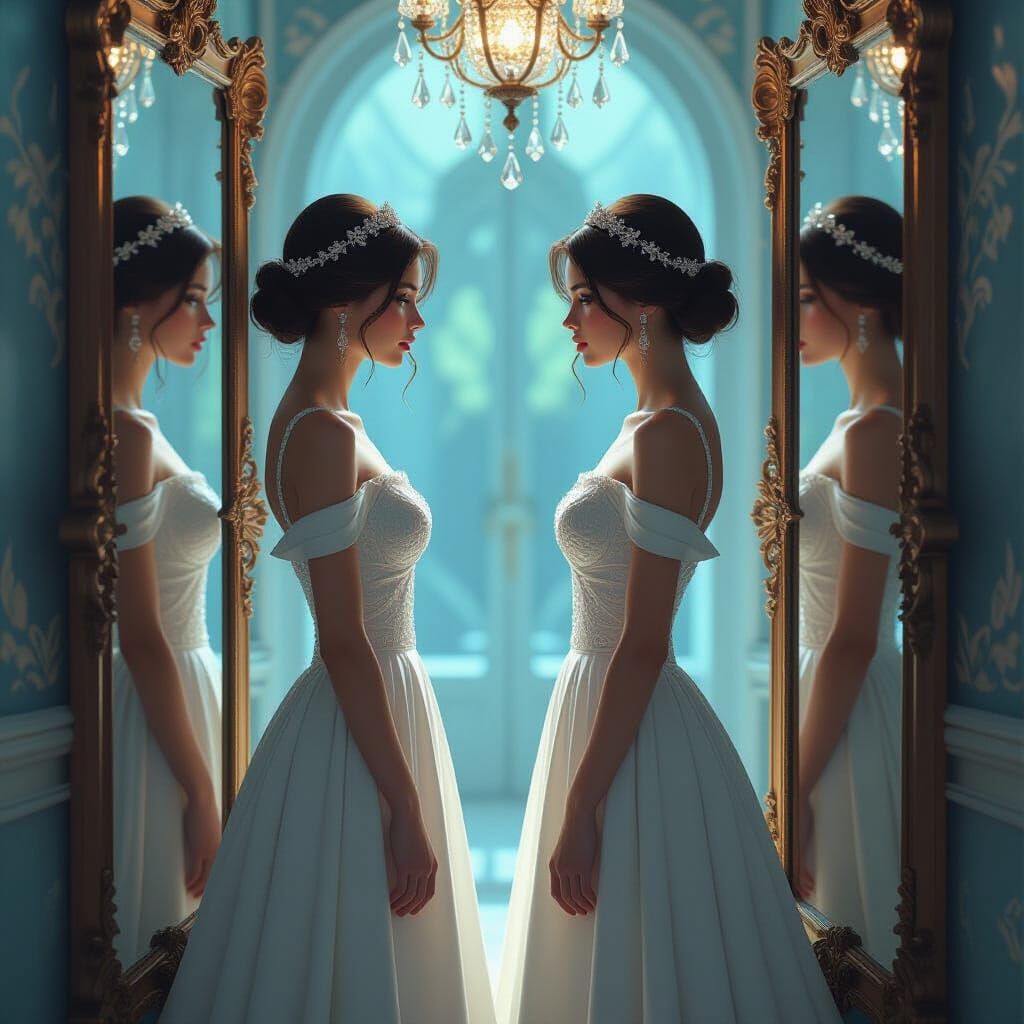 Mirrored Reflections: A Fantasy Realism Portrait