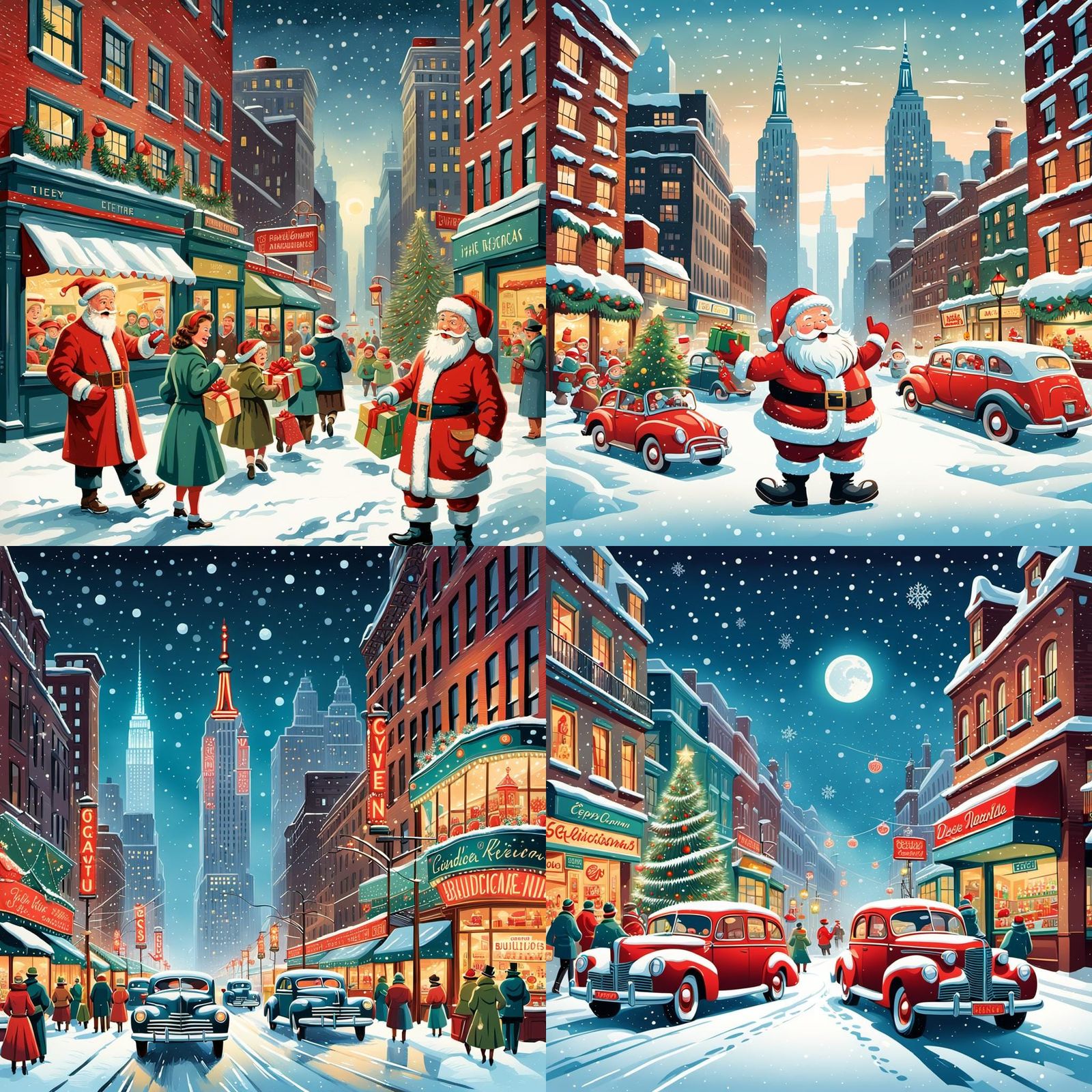 Retro Christmas in New York Illustration
