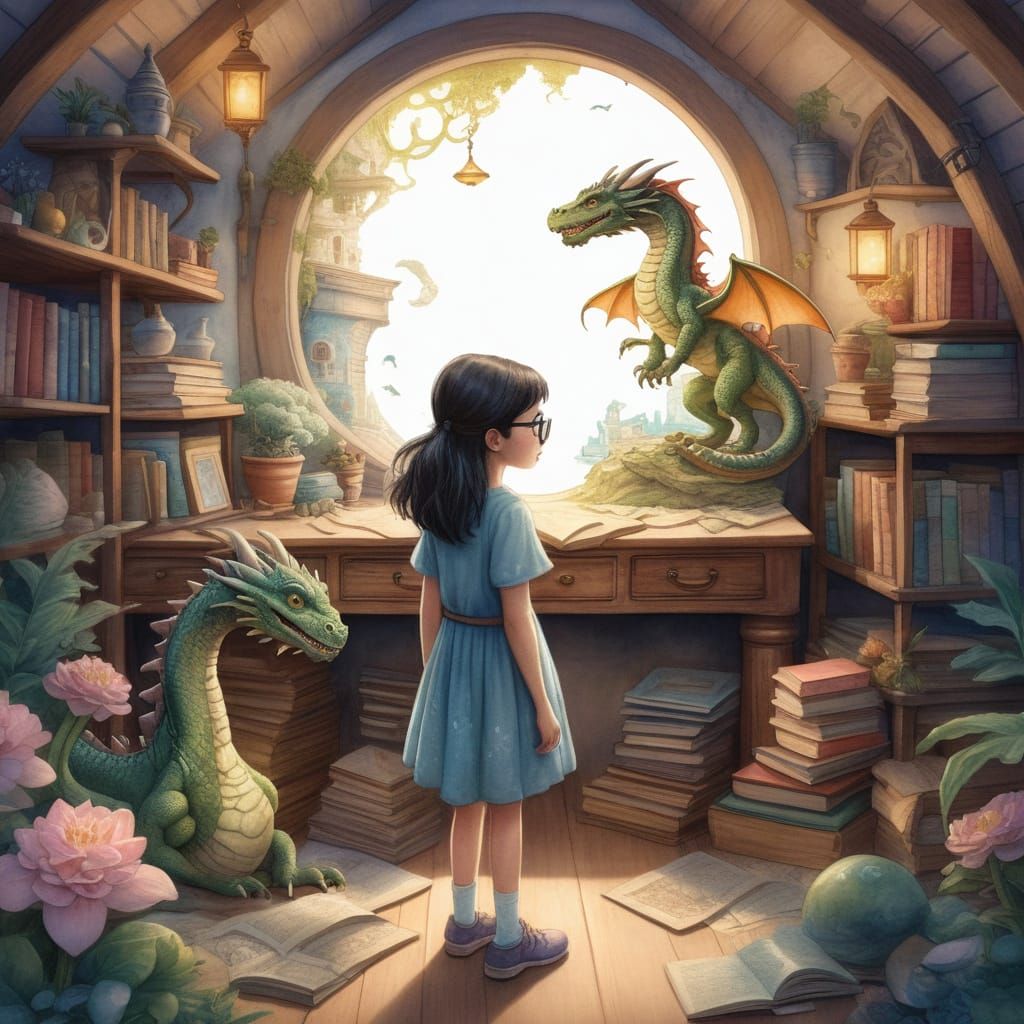 Whimsical Discovery in Grandmother's Attic: Watercolor Fanta...