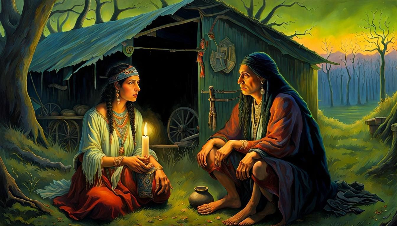Fortune Teller in Louisiana Bayou, Neo-Primitivism Style