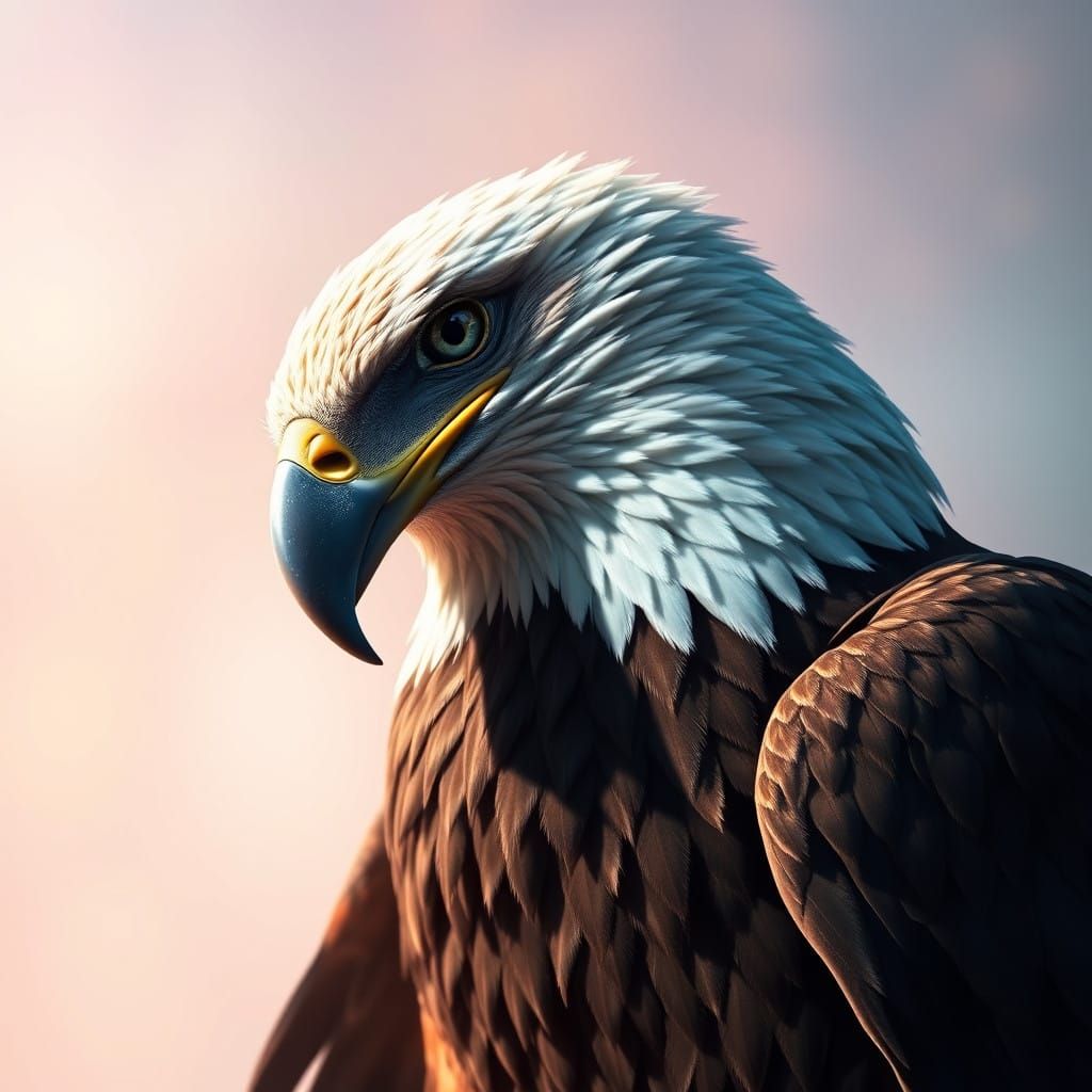 Majestic Eagle in Hyperrealistic Mid-Shot Glory