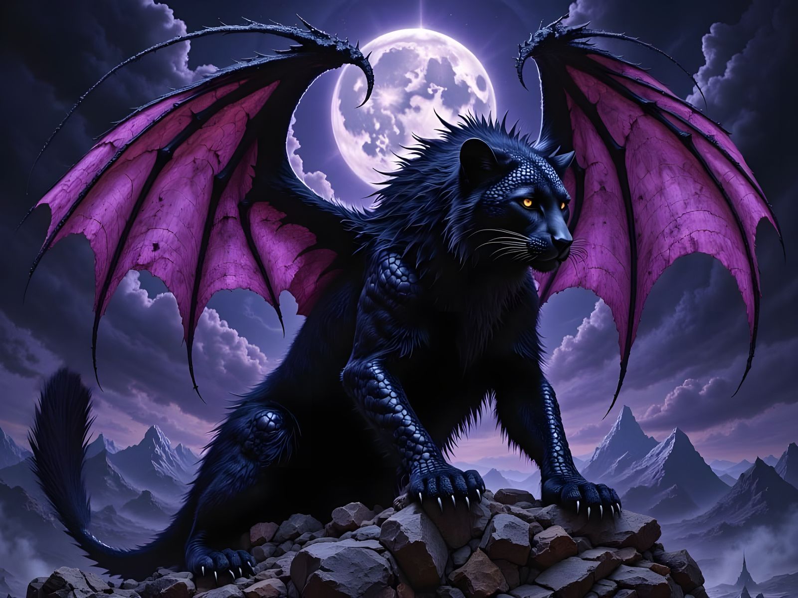 Black Feathered Tail in Dark Fantasy Art