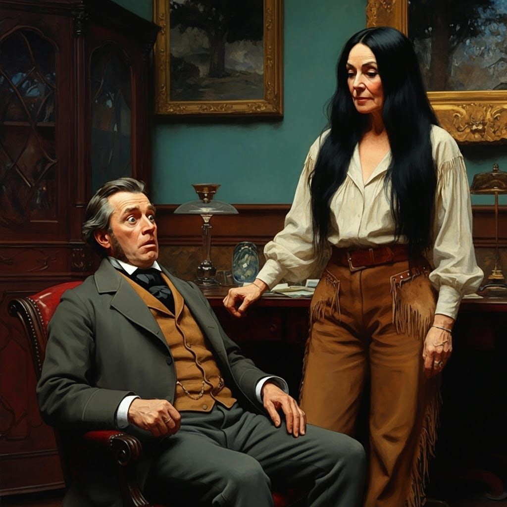 Terrified Captain Confronted by Mysterious Woman: Neo-Classi...