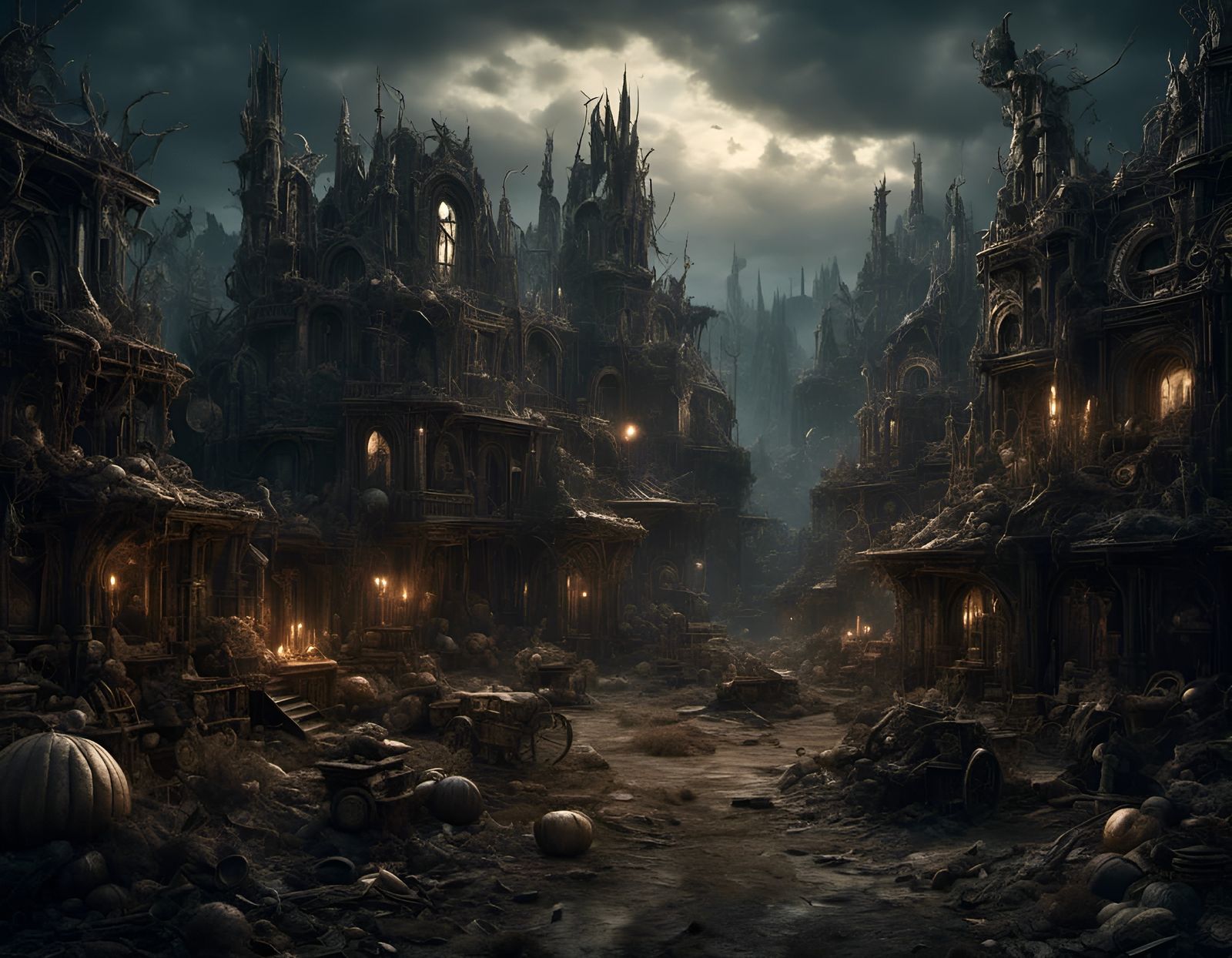 Photorealistic Gothic Macabre Wasteland Image