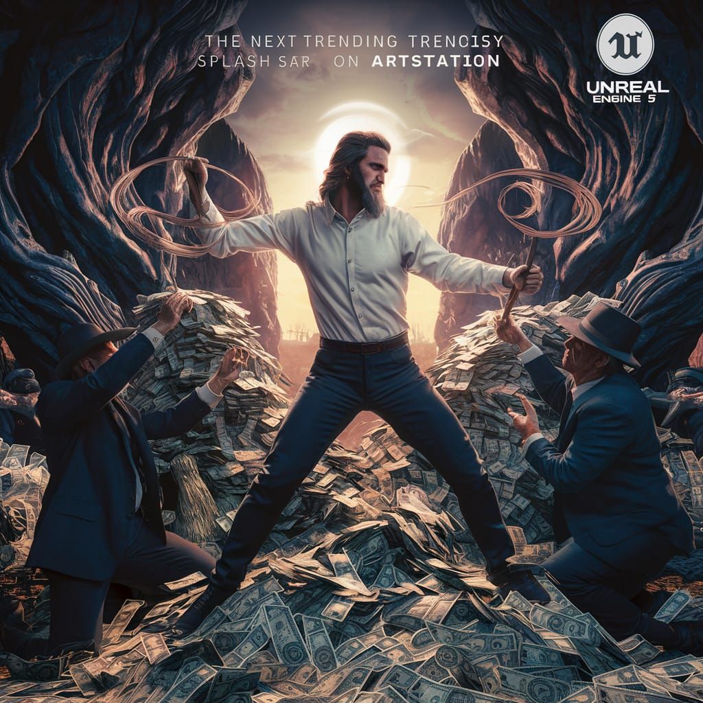 Jesus Confronts Prosperity Preachers: Fantasy Concept Art