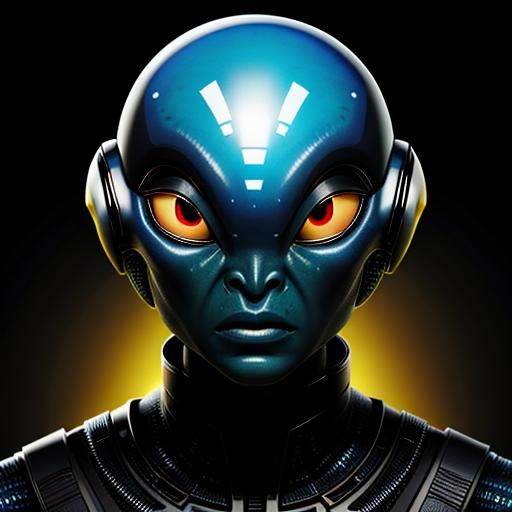 Alien Female Headshot Portrait in Front View