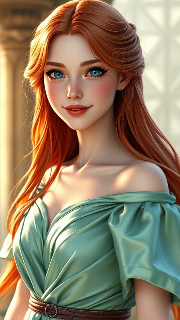 Ethereal Fantasy Maiden in Mint Green Regalia