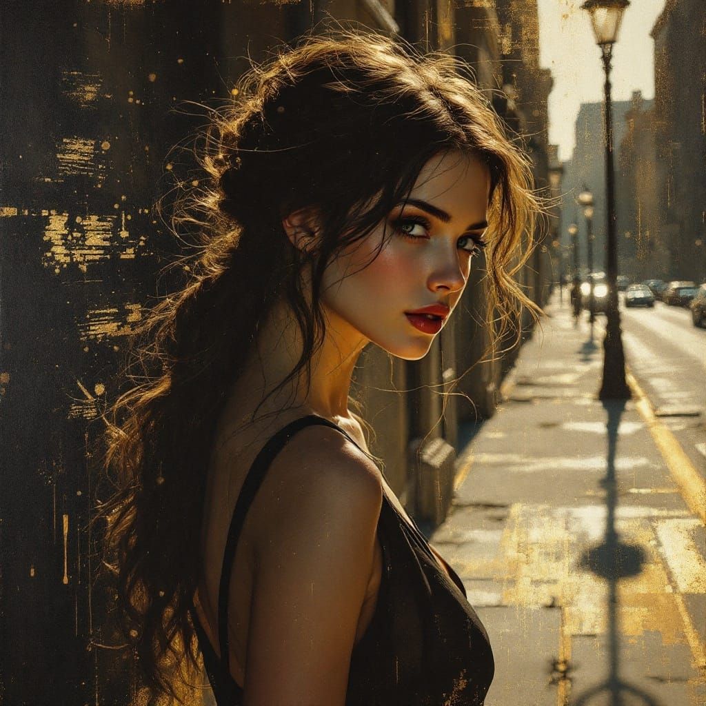 Dramatic Portrait in the Style of Caravaggio and Klimt