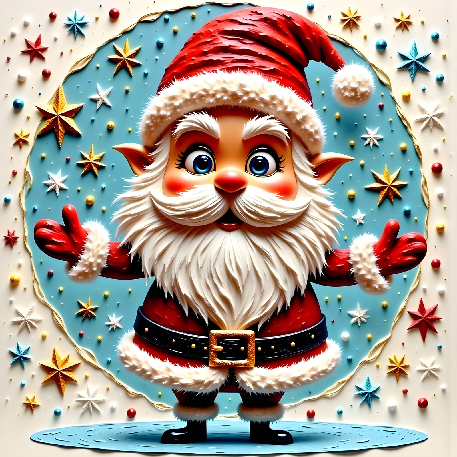 Vibrant Christmas Scene with Santa Claus in a Luxurious Velv...