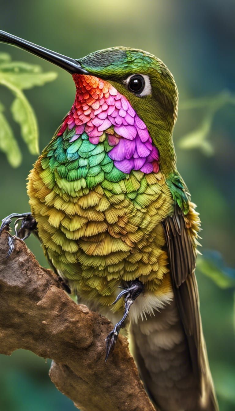 Glowing Ruby-throated Hummingbird in Hyperrealistic Detail