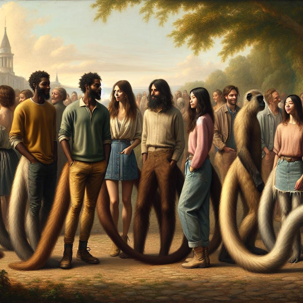 Photorealistic People with Monkey Tails in Renaissance Lands...