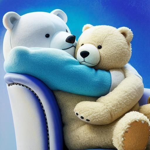 Polar Bear with Coke and Teddy Bear in Abstract Art