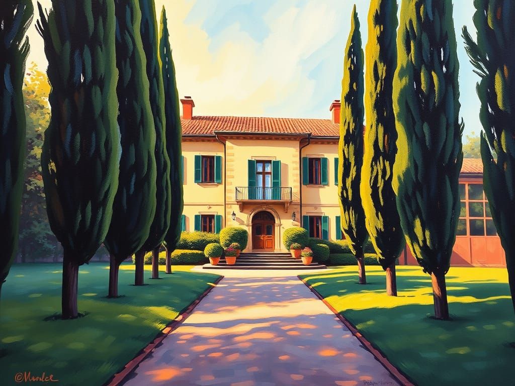 Tuscan House in Warm Sunshine, Acrylic Painting