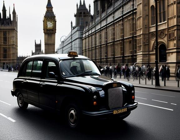 Photorealistic London Taxi Near Big Ben
