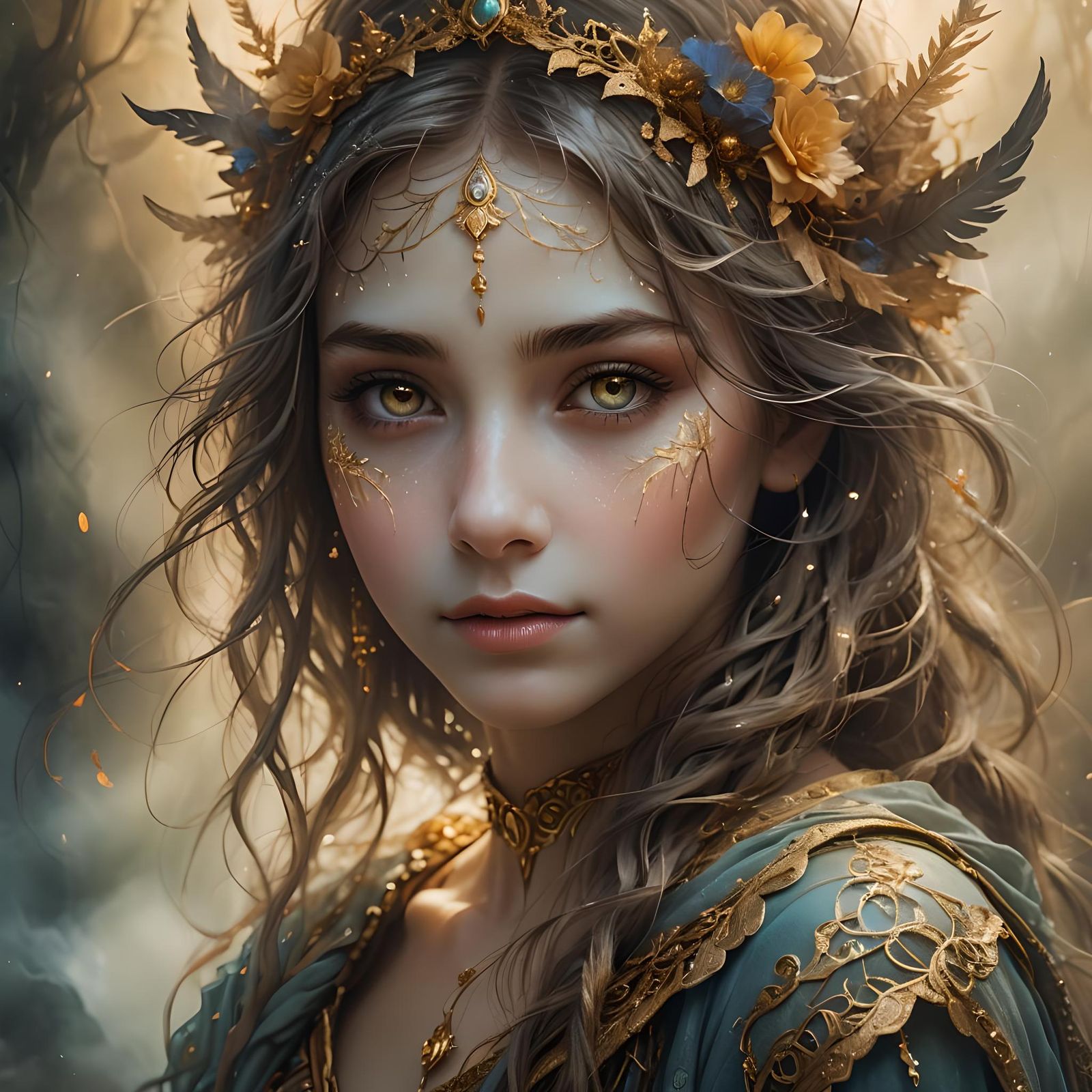 Ethereal Woman in Mist: A Detailed Matte Painting