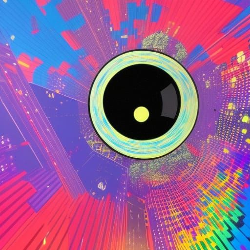 Glistening Black Orb in Hyper-Detailed Cityscape