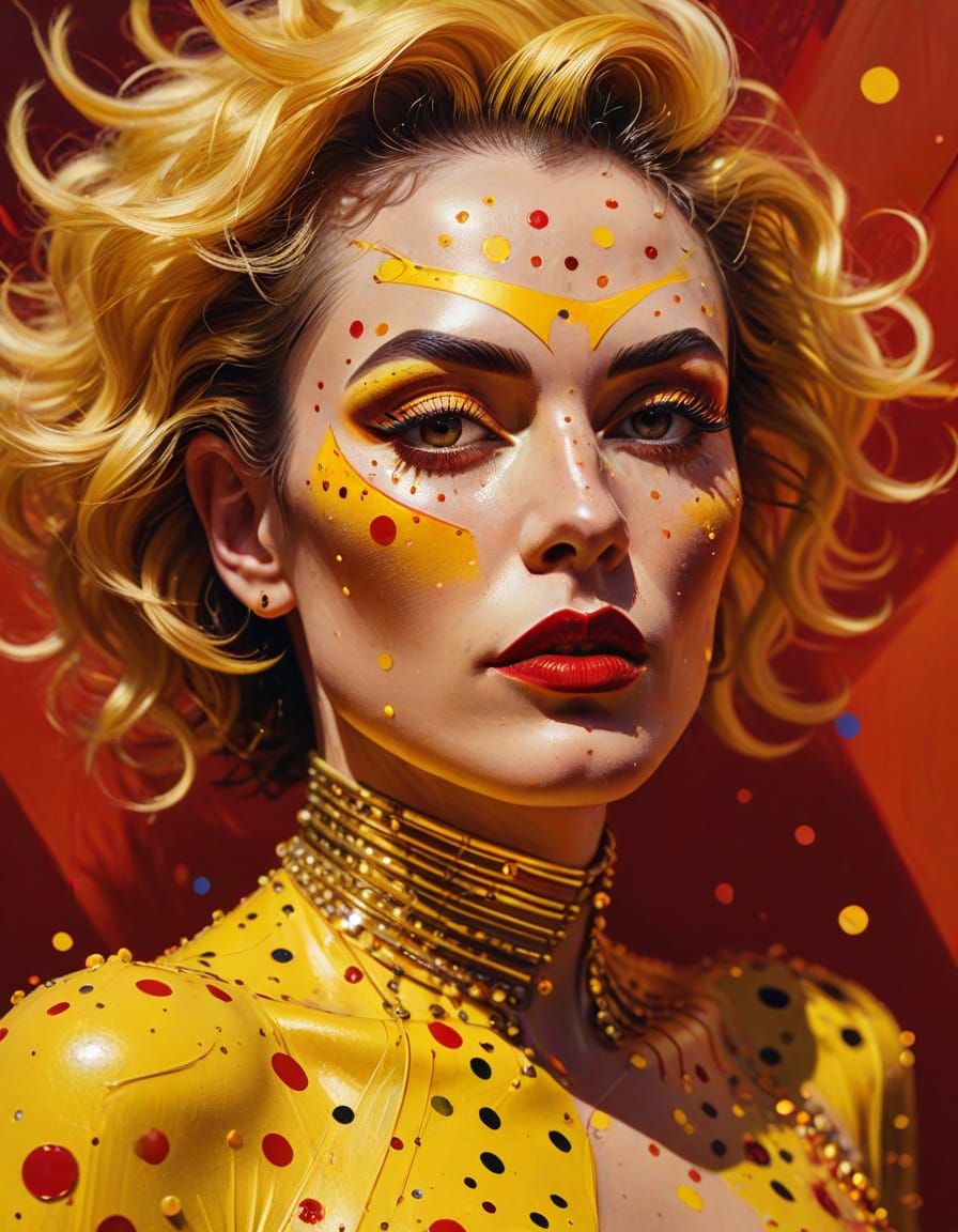 Surreal Androgynous Portrait with Polka Dots in Oils