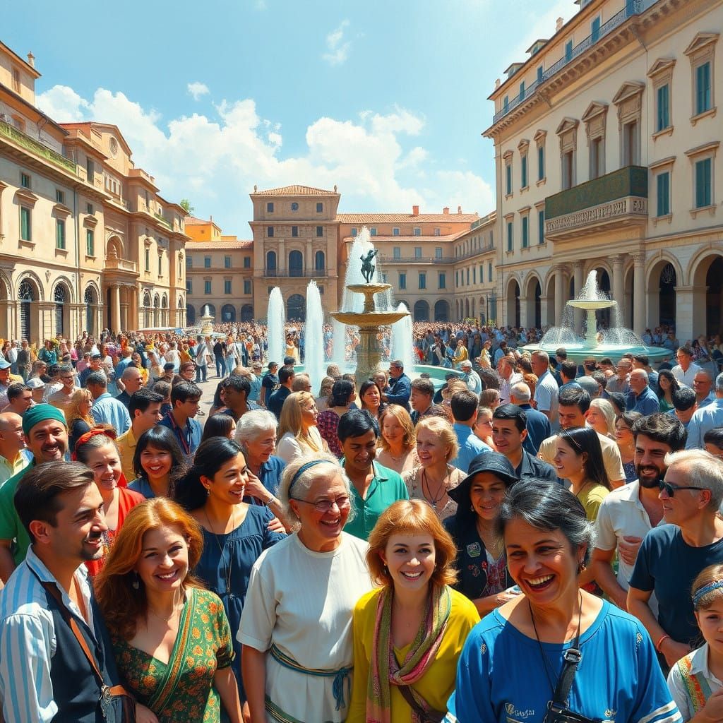 Joyful Global Gathering in Vibrant Colors