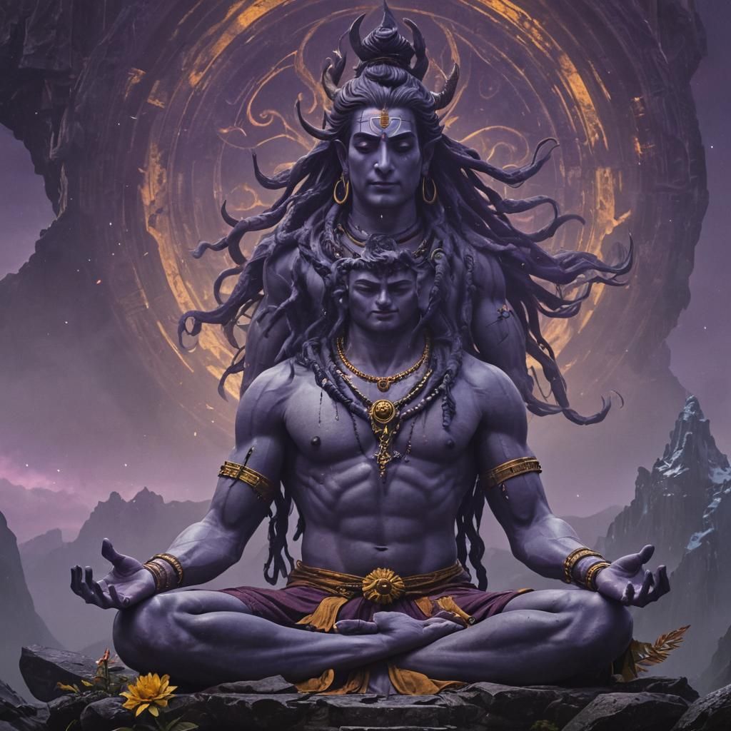 Dark Fantasy Lord Shiva in Meditation at Kailash