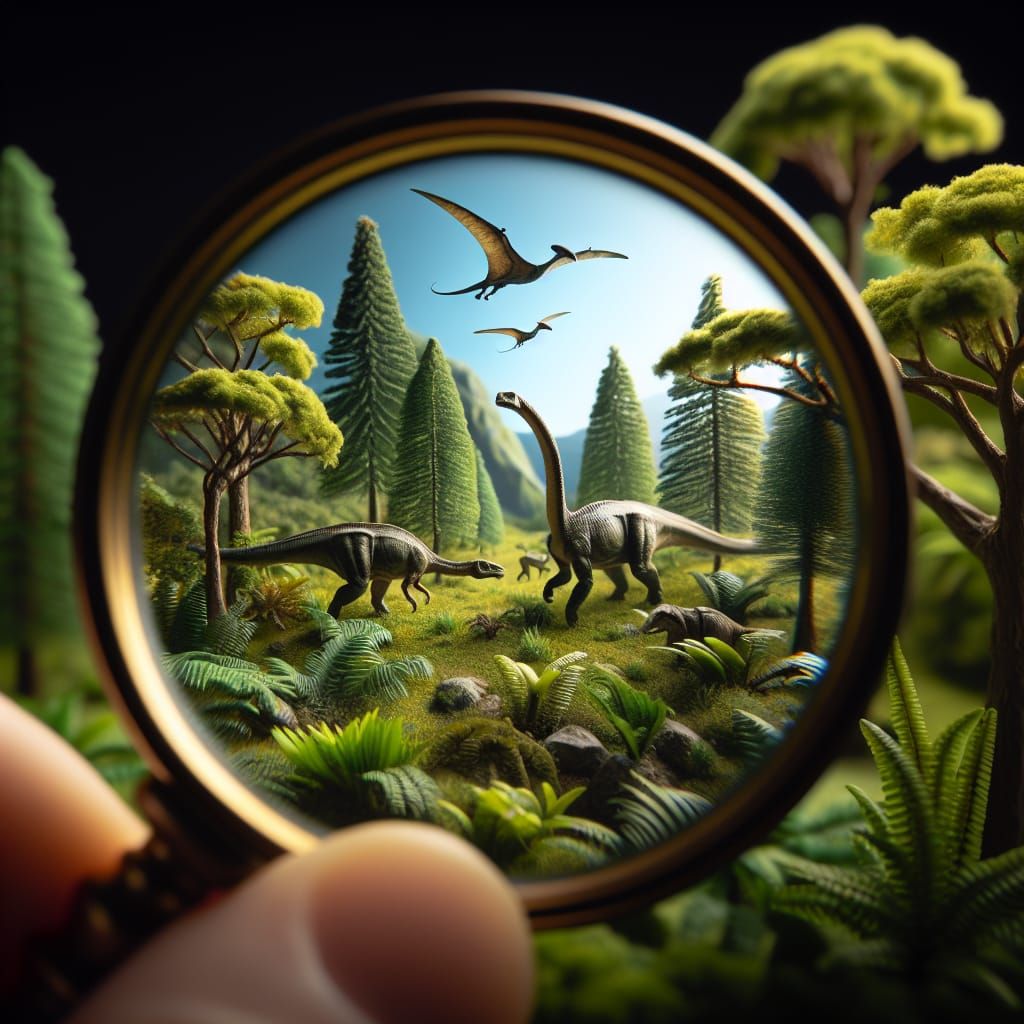 Magnifying Glass Reveals Miniature Jurassic World