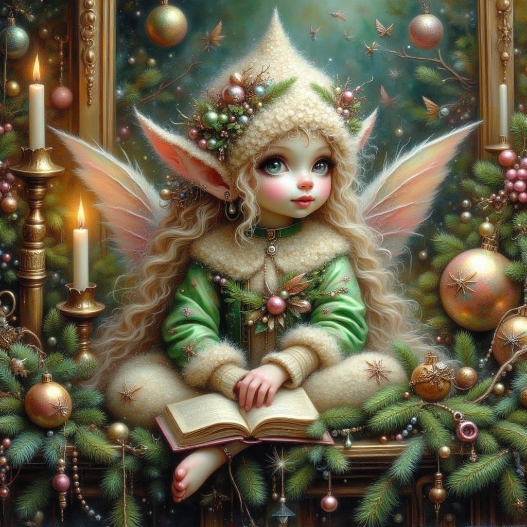 Peppermint Elf Hiding Among Christmas Decorations