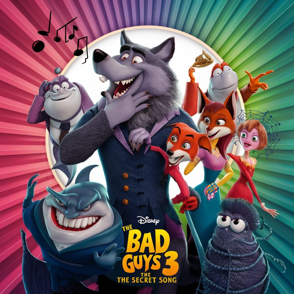 The Bad Guys 3 Movie Poster in Pixar Style