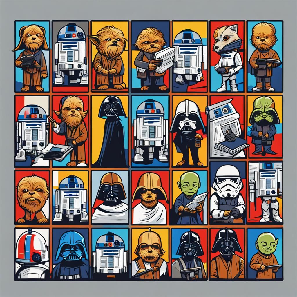 Star Wars Characters Reading Books: Cartoon Sticker Sheet