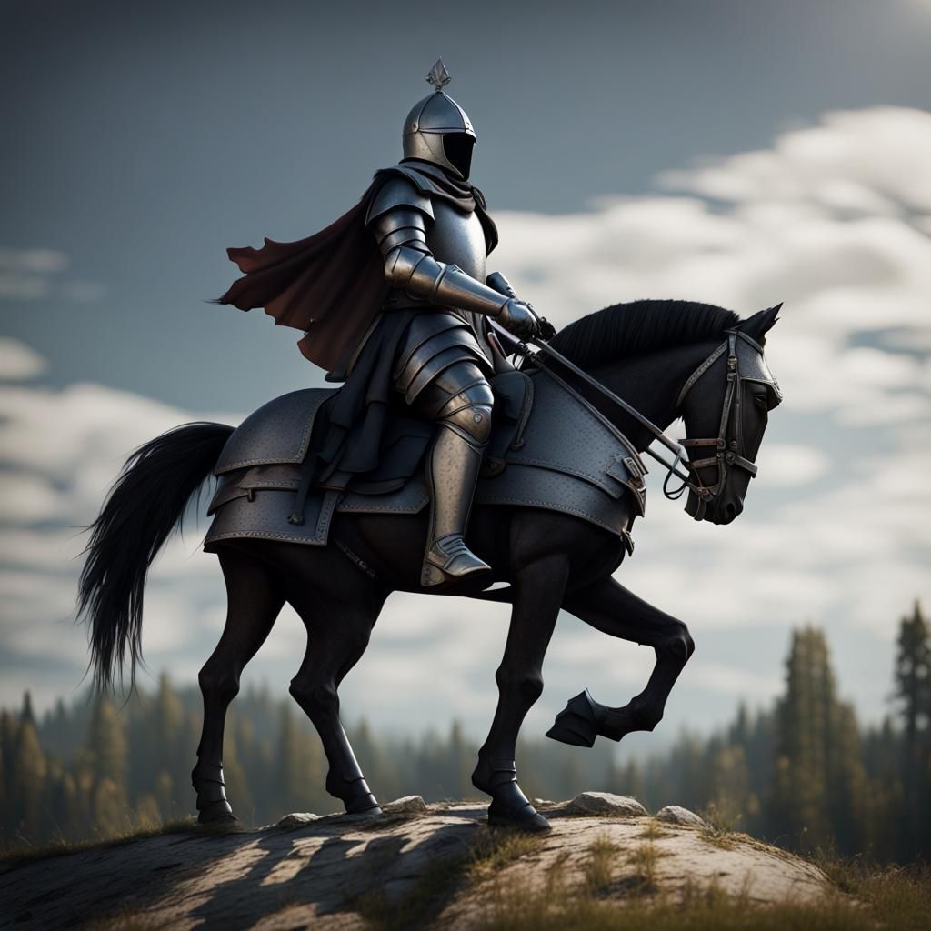 Medieval Knight on Horse: 3D Art