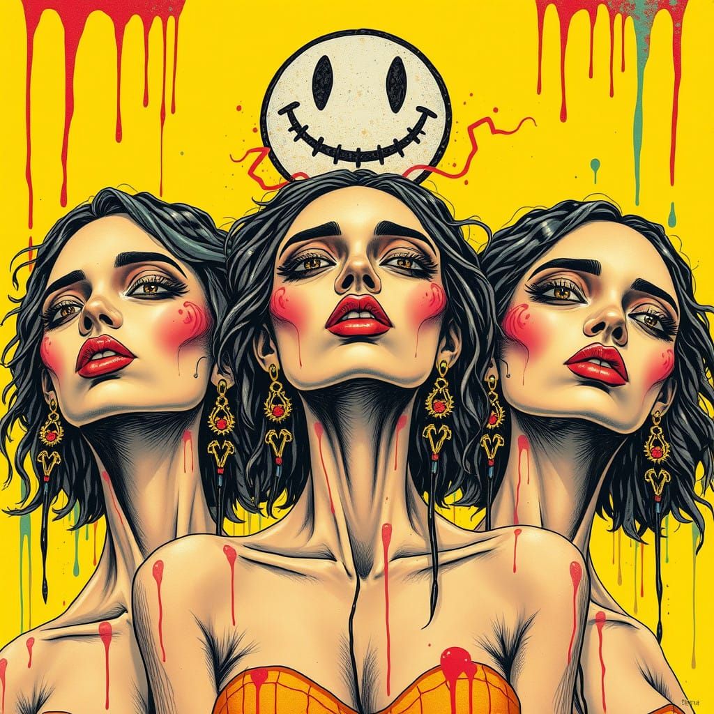 Vibrant Women in Dazzling Yellow Dreamscape
