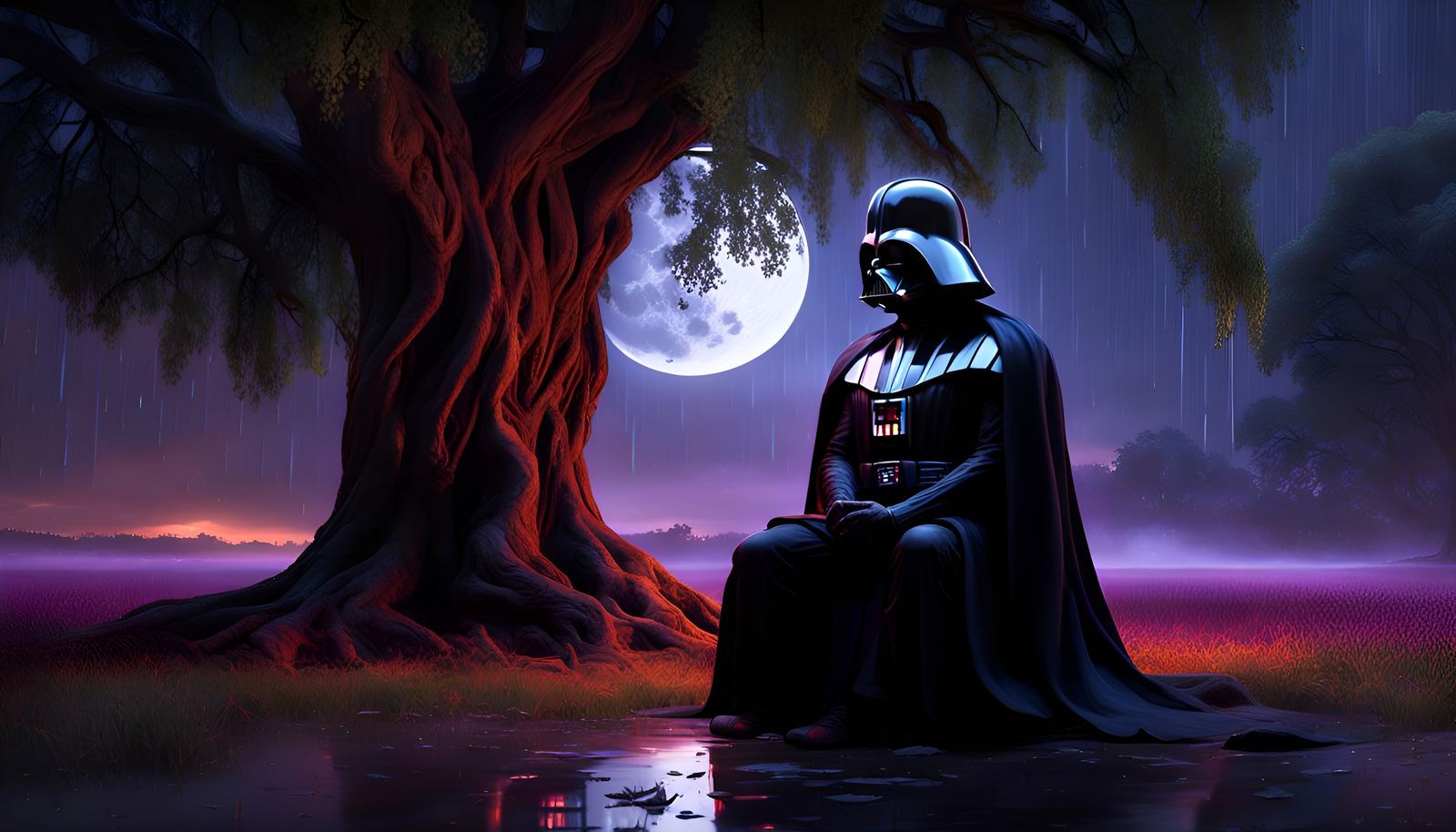 Darth Vader Meditating: Dark Fantasy Concept Art