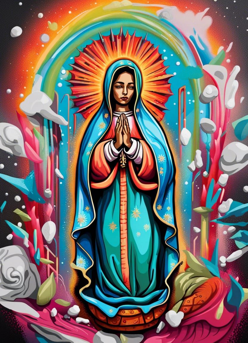 Our Lady of Guadalupe in Graffiti Art Style