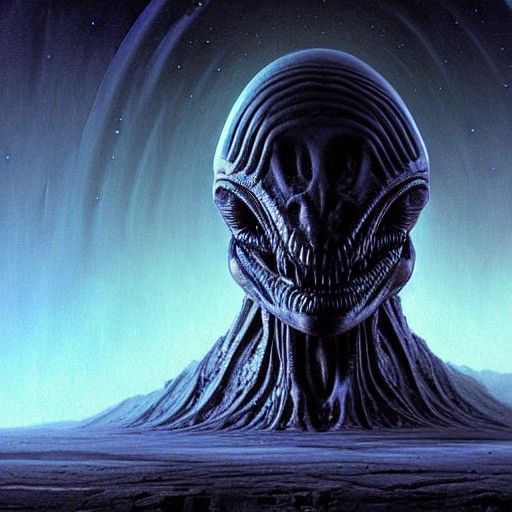 Robotic Alien Face in Gold, High Resolution Concept Art