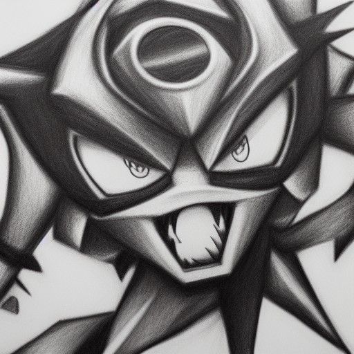 Hyperdetailed Charcoal Drawing of a Digimon