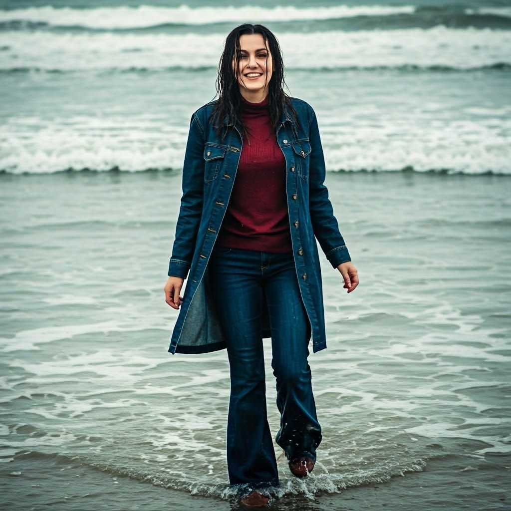 Woman in Ocean Surf: Cinematic Film Still